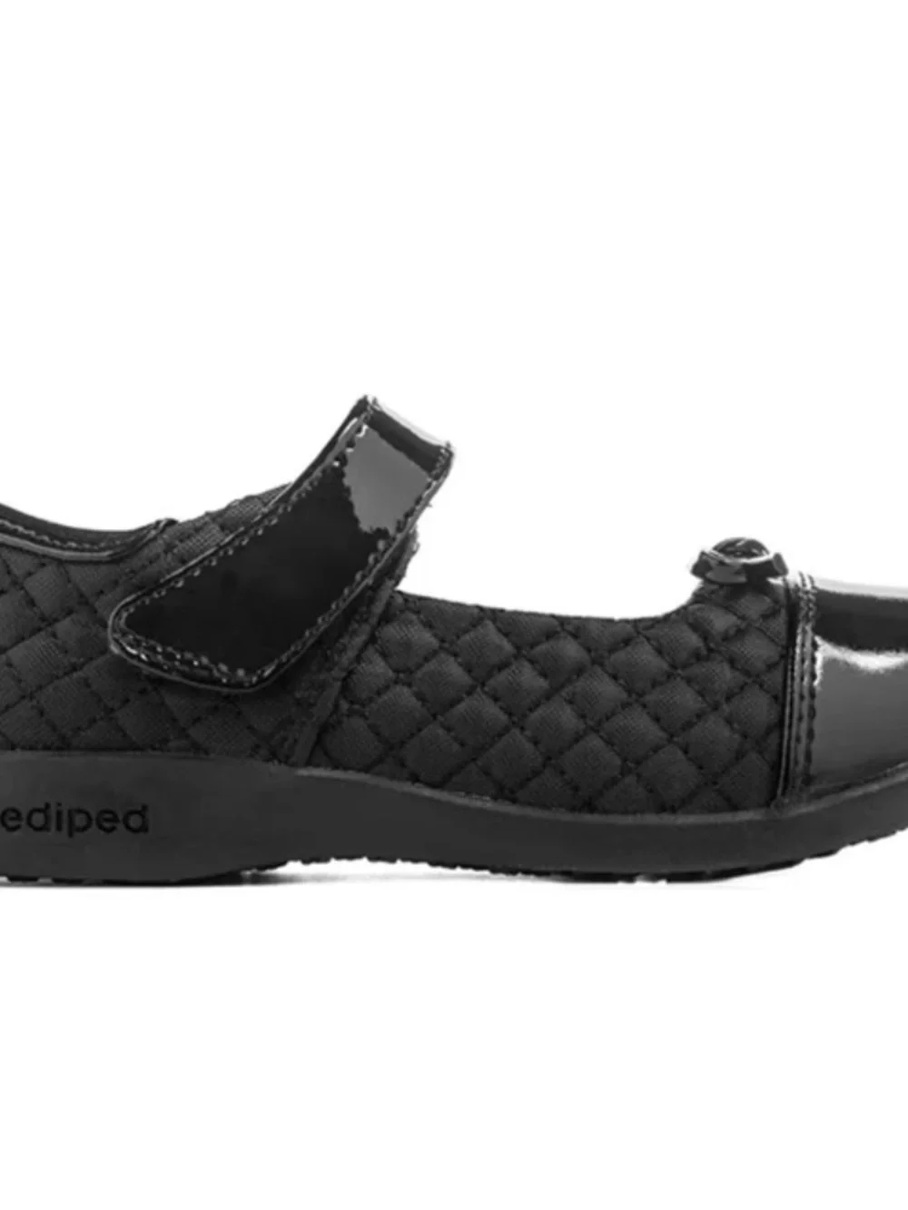 pediped Black Quilted Patent Toe Mary Jane with Bow
